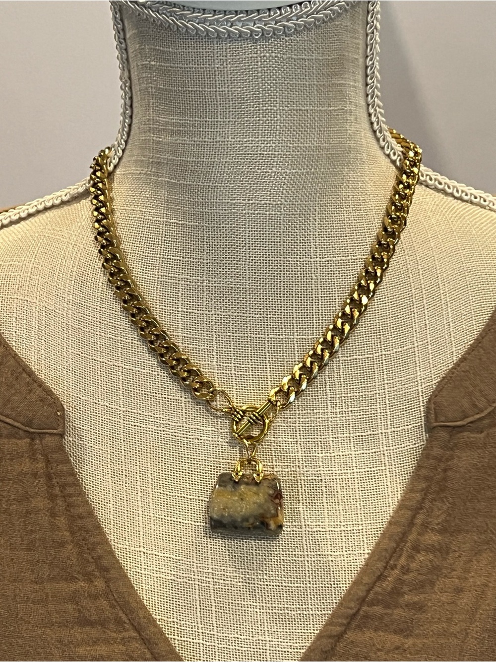 Crazy Lace Agate Pendant Necklace